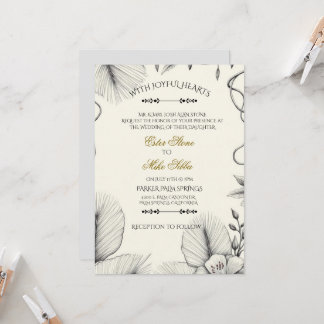 Botanical line art Wedding Invitation Einladung