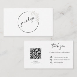 Botanical Logo QR Code Thank You Card Business Visitenkarte