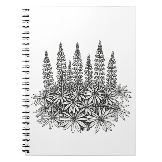 Botanical Lupine Flower Spiral Notebook Notizblock (Vorderseite)