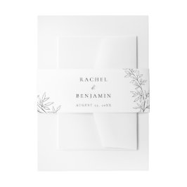 Botanical Minimalist Wedding Elegant Black White  Einladungsbanderole