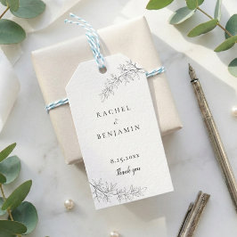 Botanical Minimalist Wedding Thank you Black White Geschenkanhänger