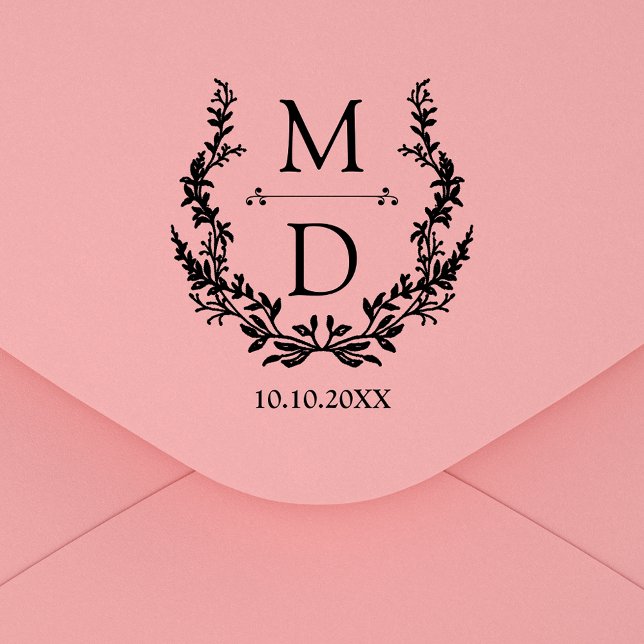 botanical modern initials monogram wedding gummistempel (Von Creator hochgeladen)