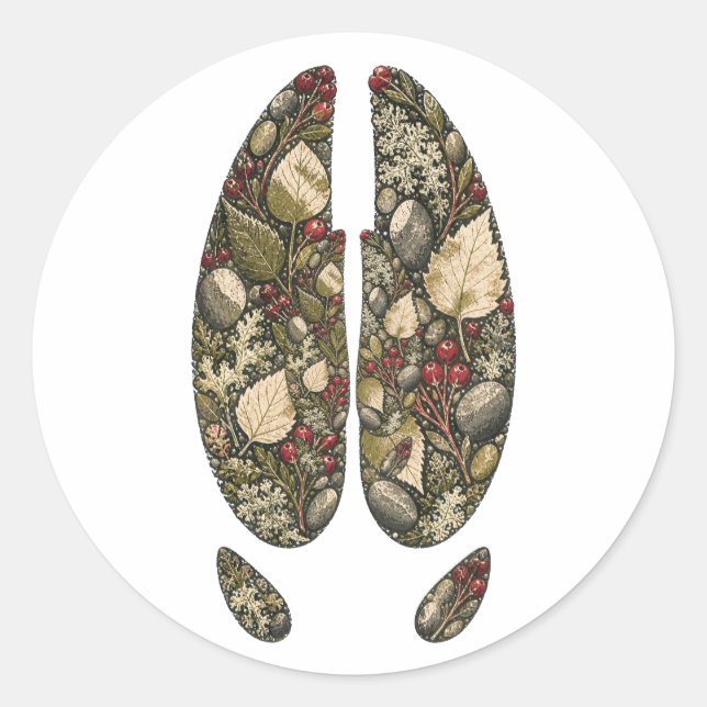 Botanical Moose Hoof Birch Bog Nature Sticker (Vorderseite)