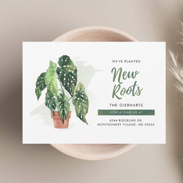 Botanical New Roots Boho Moving Announctions Card Mitteilungskarte (Botanical New Roots Boho Moving Announcement Card)