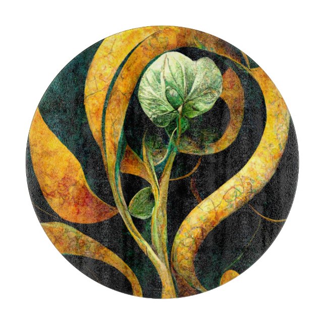 Botanical Orchid Greens & Golds Schneidebrett (Vorderseite)
