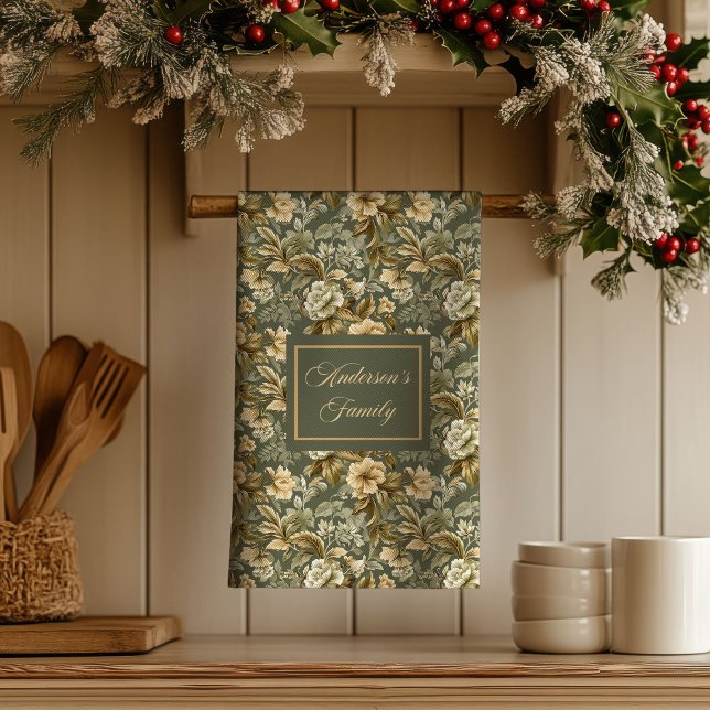 Botanical Pastel Look Personalized Modern Towel  Geschirrtuch (Botanical Pastel Look Personalized Modern Towel )