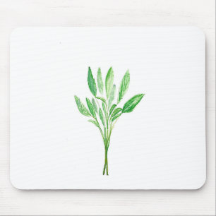 Botanical plants green kitchen herb sage mousepad