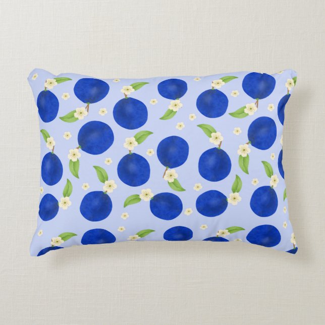 Botanical Plums Collection Blue Dekokissen (Vorderseite)
