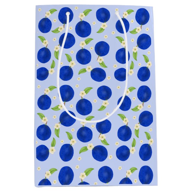 Botanical Plums Collection Blue Mittlere Geschenktüte (Vorderseite)