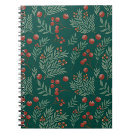Botanical Red Berry Christmas Notebook Notizblock