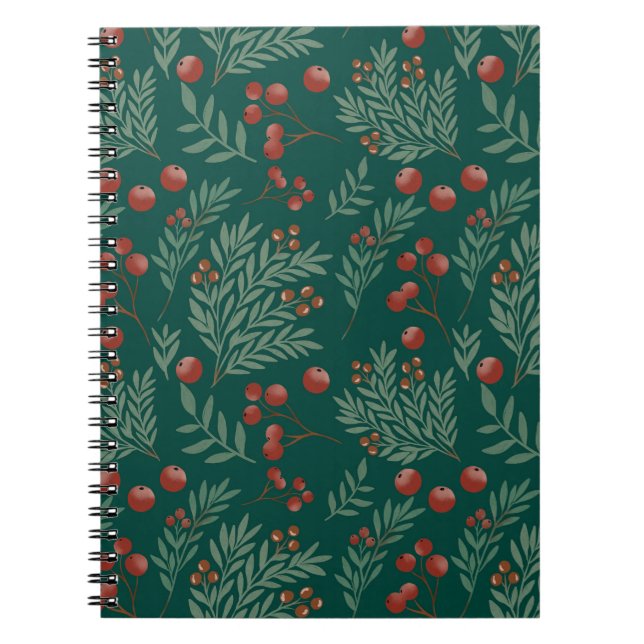 Botanical Red Berry Christmas Notebook Notizblock (Vorderseite)