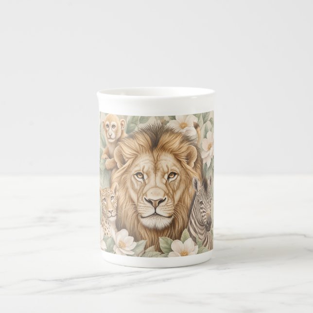 Botanical Safari Löwe Kaffeetasse Prozellantasse (Vorderseite)