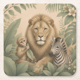 Botanical Safari Löwe Papier Untersetzer
