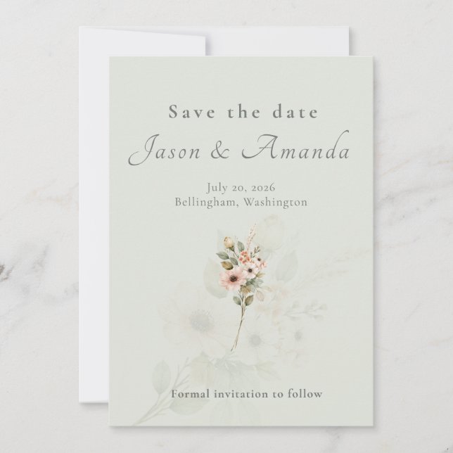 Botanical Sage Garden Wedding Save the Date Einladung (Vorderseite)