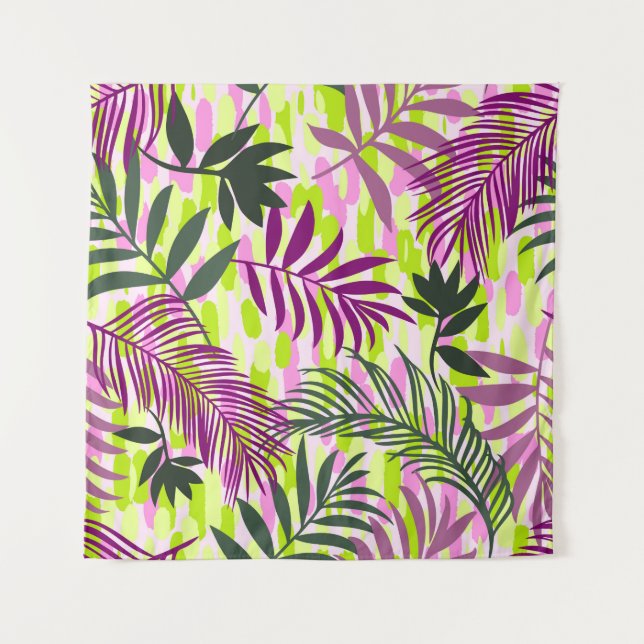 Botanical seamless pattern mixed with geometric sh wandteppich (Vorderseite)