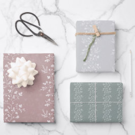 Botanical Serenade delicate floral silhouette Geschenkpapier Set