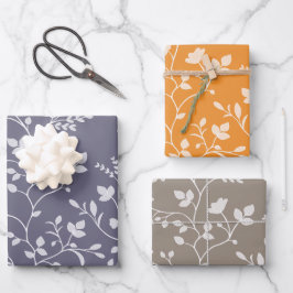 Botanical Serenade white floral silhouette Geschenkpapier Set