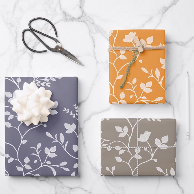 Botanical Serenade white floral silhouette Geschenkpapier Set (Vorderseite)