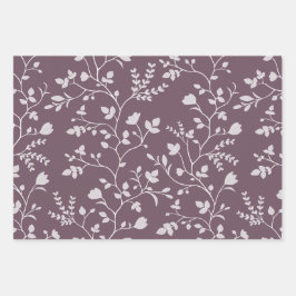 Botanical Serenade white floral silhouette Geschenkpapier Set