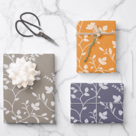 Botanical Serenade white floral silhouette Geschenkpapier Set