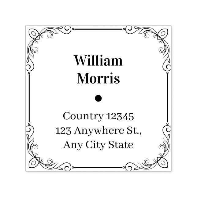 Botanical Square Custom Address Stamp Permastempel (Design)