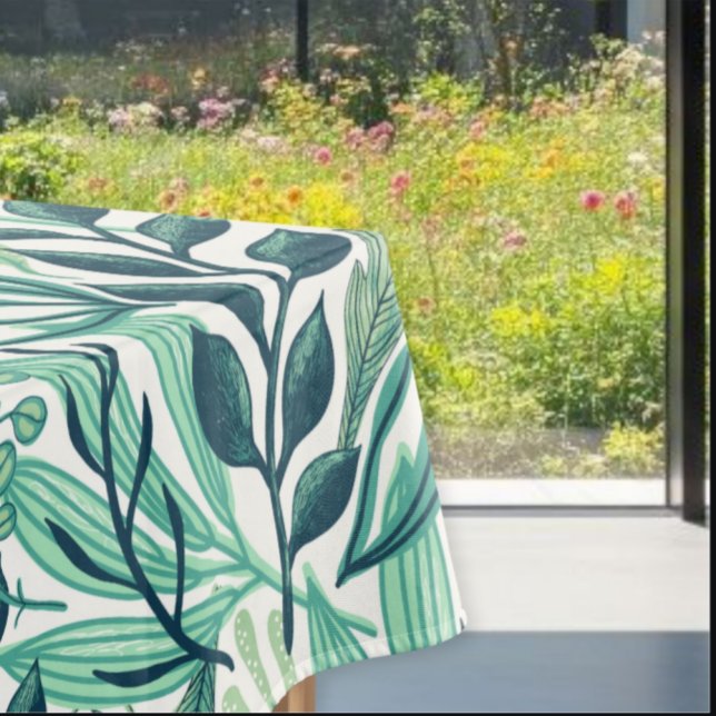  Botanical style tablecloth, green leaf tablecloth Tischdecke (Von Creator hochgeladen)