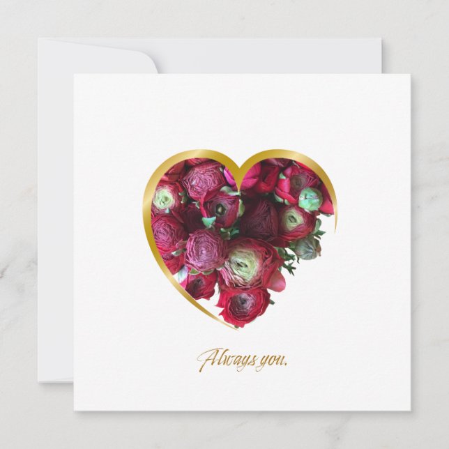 Botanical Valentine’s Day Card – Floral Heart with Karte (Vorderseite)