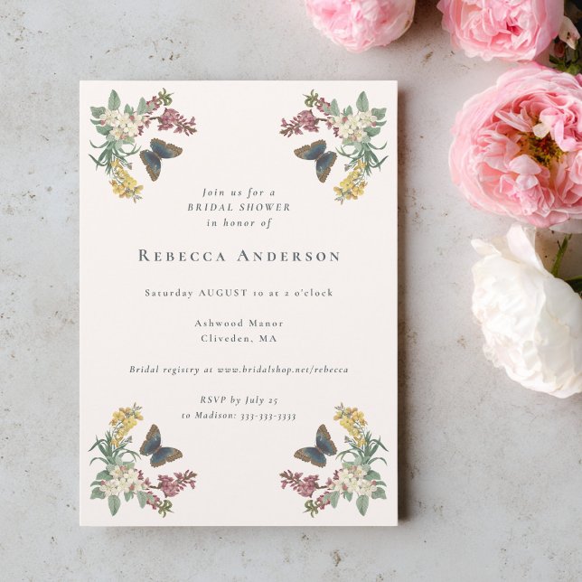 Botanical Vintage Flowers Garden Bridal Shower Einladung (Von Creator hochgeladen)