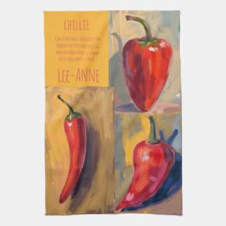 Botanical Watercolor Chillie Kitchen Geschirrtuch
