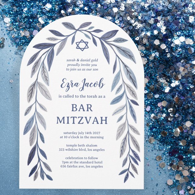 Botanical Watercolor CUSTOM Bar Bat Mitzvah Arch Einladung (Botanical Watercolor CUSTOM Bar Bat Mitzvah Arch Invitation
)