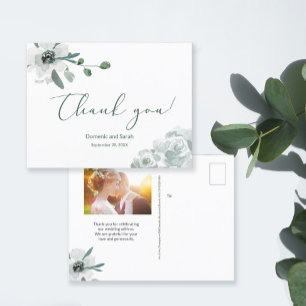 Botanical Watercolor floral Wedding Photo script Postkarte