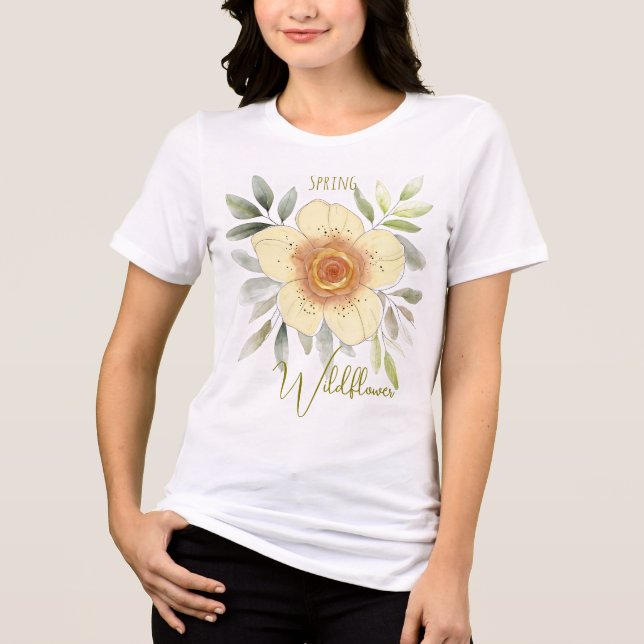 Botanical Watercolor Spring Wildflower Custom Tri-Blend Shirt (Vorderseite)
