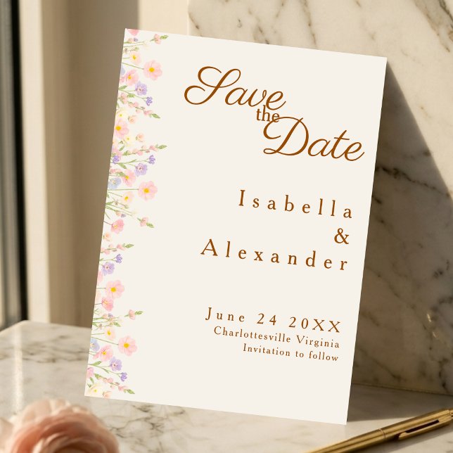 Botanical Watercolor Vine Border Save th Date Card (Von Creator hochgeladen)