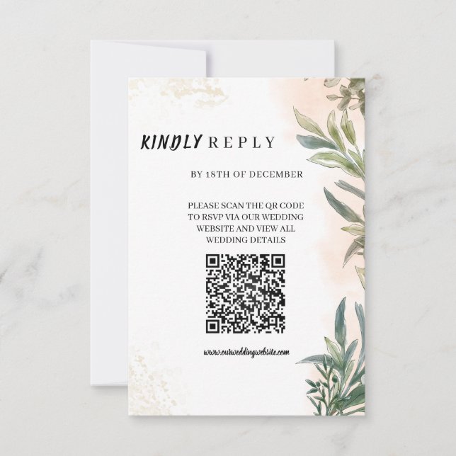 Botanical Watercolor Wedding RSVP Card  (Vorderseite)