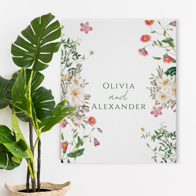 Botanical Wedding Poster with Soft Floral Frame (Von Creator hochgeladen)