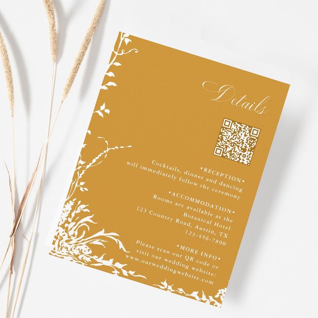 Botanical Wedding QR Code Details Amber Begleitkarte (Von Creator hochgeladen)