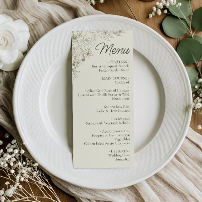 Botanical Wedding Reception Menu Sign Menükarte (Von Creator hochgeladen)