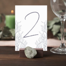 Botanical Wedding Reception Table Number Card