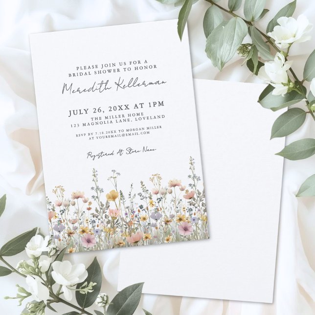 Botanical Wildflower Floral Bridal Shower Einladung (Botanical Wildflower Floral Bridal Shower Invitation)