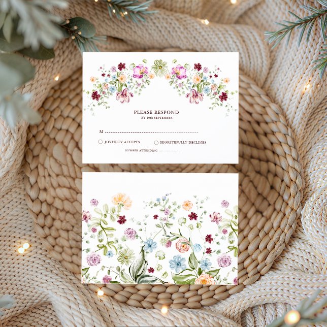 Botanical Wildflower Wedding RSVP Card Begleitkarte (Von Creator hochgeladen)