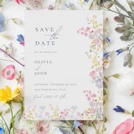 Botanical Wildflowers Wedding Save the Date Ankündigungspostkarte