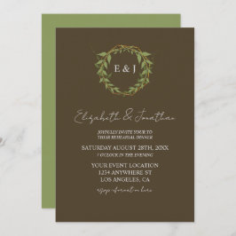 Botanical Wreath Earth Tone Rehearsal Dinner Einladung