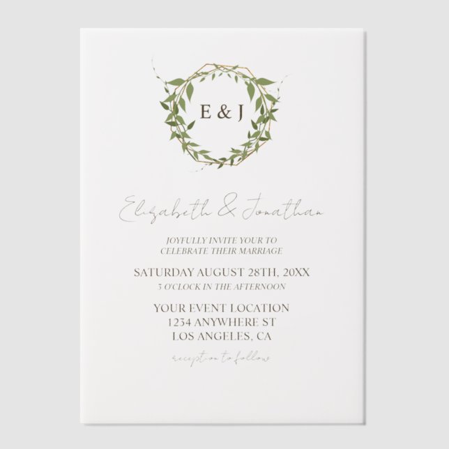 Botanical Wreath Earth Tone Wedding (Vorderseite)