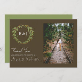 Botanical Wreath Earth Tone Wedding Dankeskarte