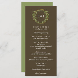 Botanical Wreath Earth Tone Wedding Menükarte