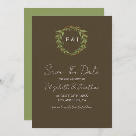 Botanical Wreath Earth Tone Wedding Save The Date