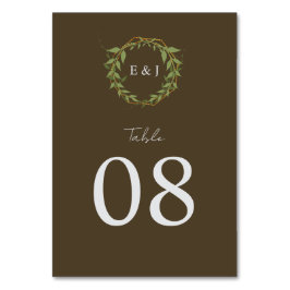 Botanical Wreath Earth Tone Wedding Tischnummer