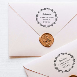 Botanical Wreath Name Return Address Greenery Permastempel