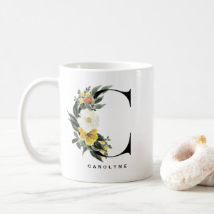 Botanicale Buchstaben C Monogramm Kaffeetasse