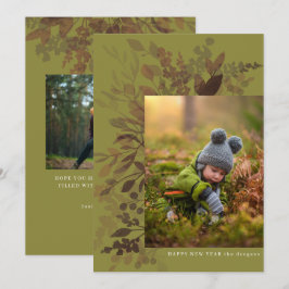 Botanicals flaches Wasser Neue Jahre Karte Grün